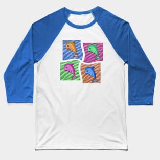 Pop Art Dolphins Baseball T-Shirt